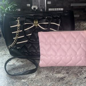 Betsey Johnson handbag and makeup bag